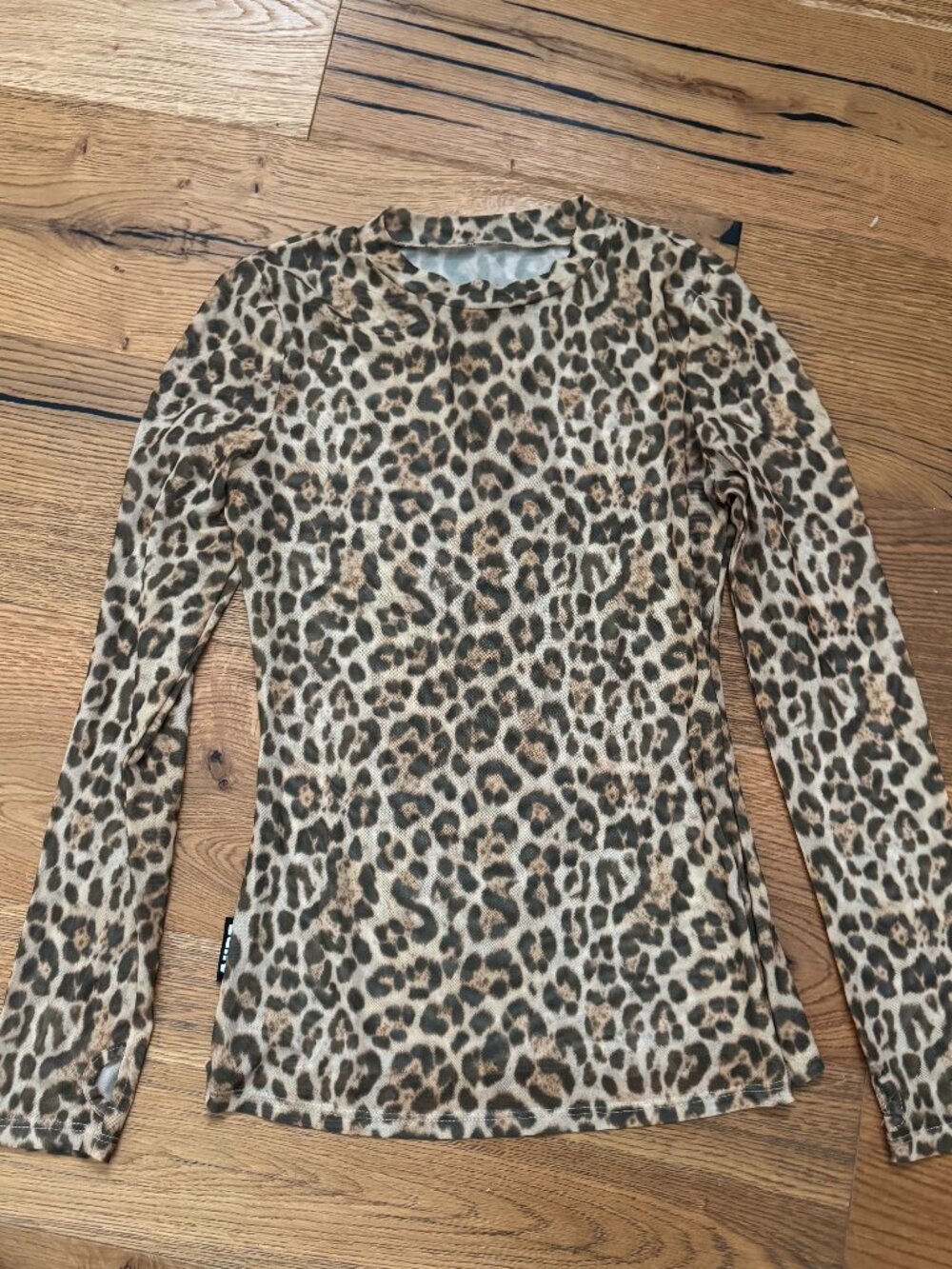 Mesh Sheer Leopard Longsleeve Top